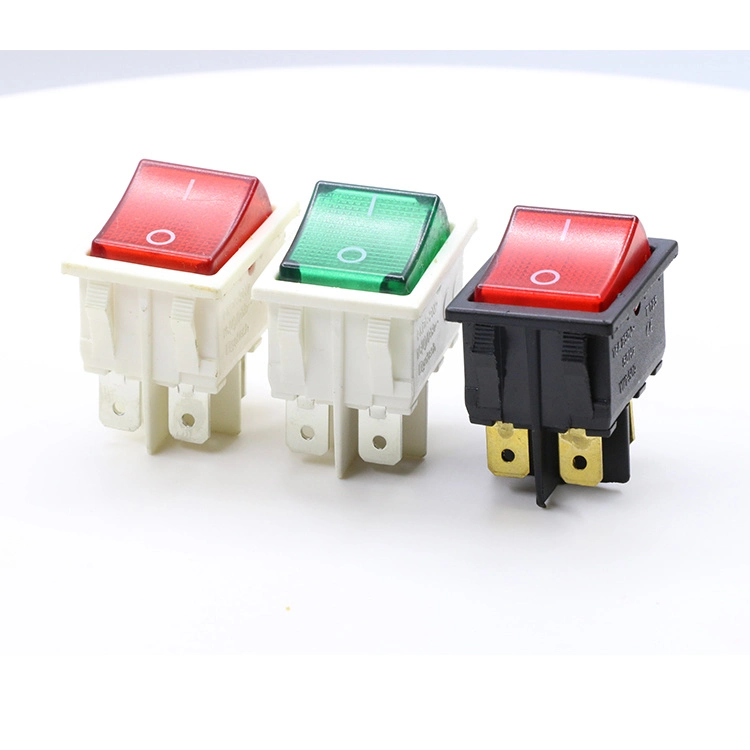 Green Yellow Double Throw Dpst on-off Neon Lamp Kcd4 Rocker Switch