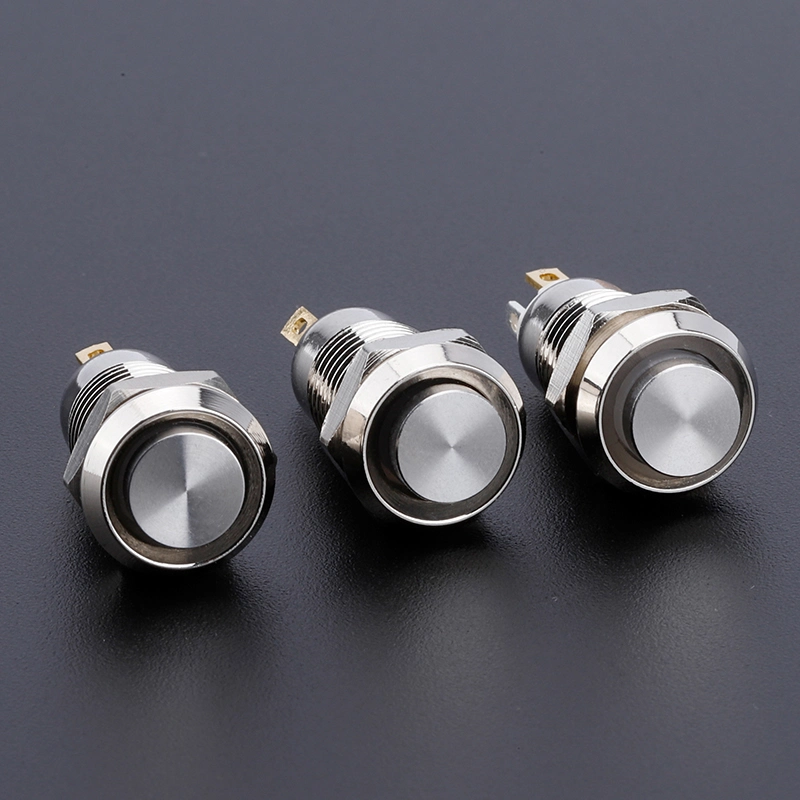 10mm Push Button Switch Self Lock High Flat 1no Waterproof Latching Ring LED Push Button Switch